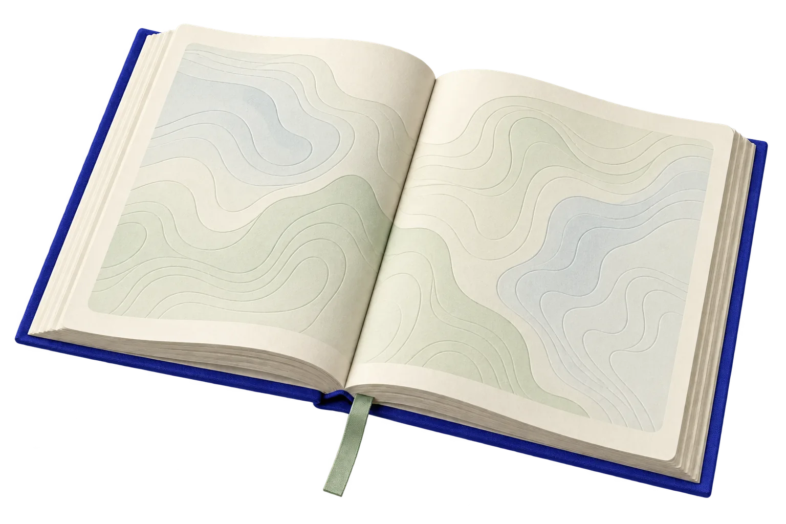Un libro abierto con un mapa topográfico continuo.